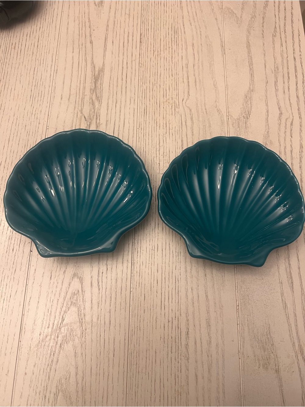 Andre Richard Teal Ceramic Shell Bowls - Set of 2